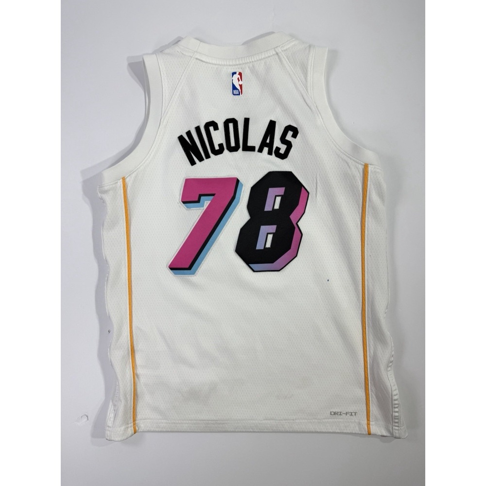 Nike Miami Heat Vice City Jersey Youth M White #78 Nicolas City Edition NBA